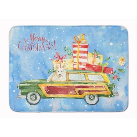 Carolines Treasures Merry Christmas White Collie Machine Washable Memory Foam Mat CK2429RUG